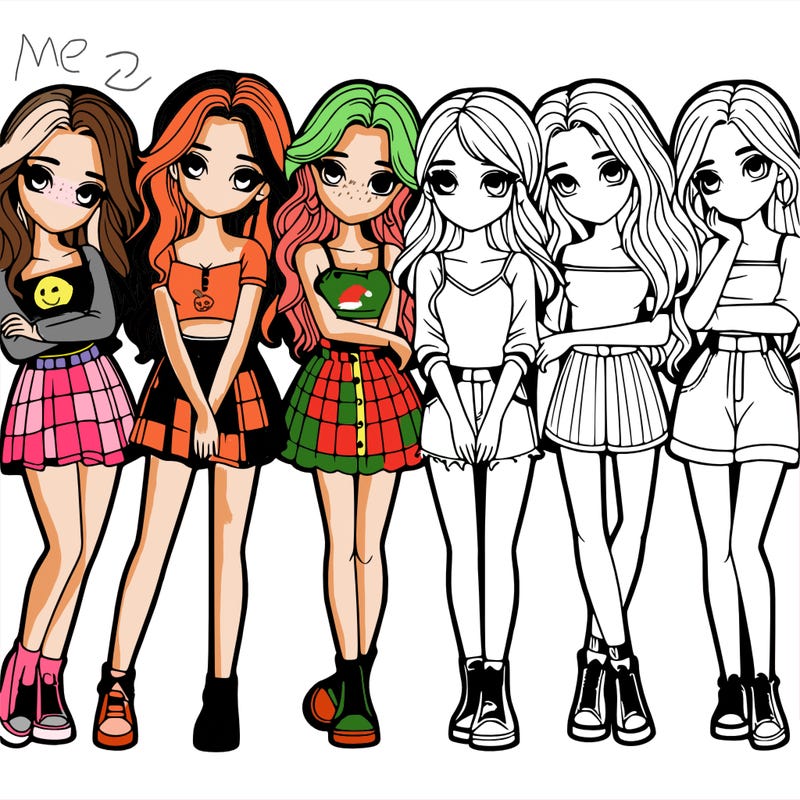 a group of girls realistic