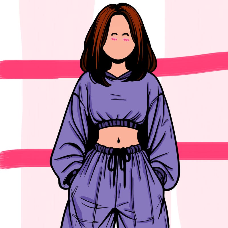 realistic girl faceless with baggy pants and a crop top