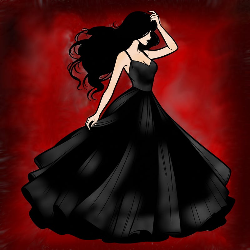 realistic woman with dress flowing in the wind