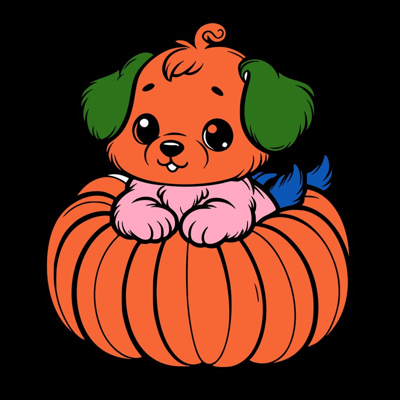 cute little puppy in a pumpkin