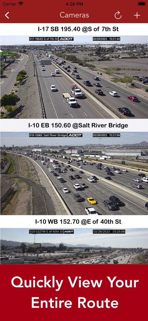 ADOT 511 Traffic Cameras - A list of live Arizona traffic camera feeds for the I-17 and I-10 highways