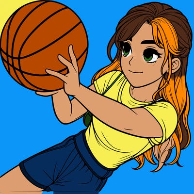 realistic girl playing basketball