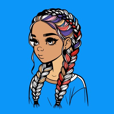realistic girl with braids