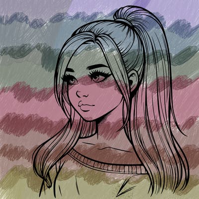 realistic girl with a high ponytail