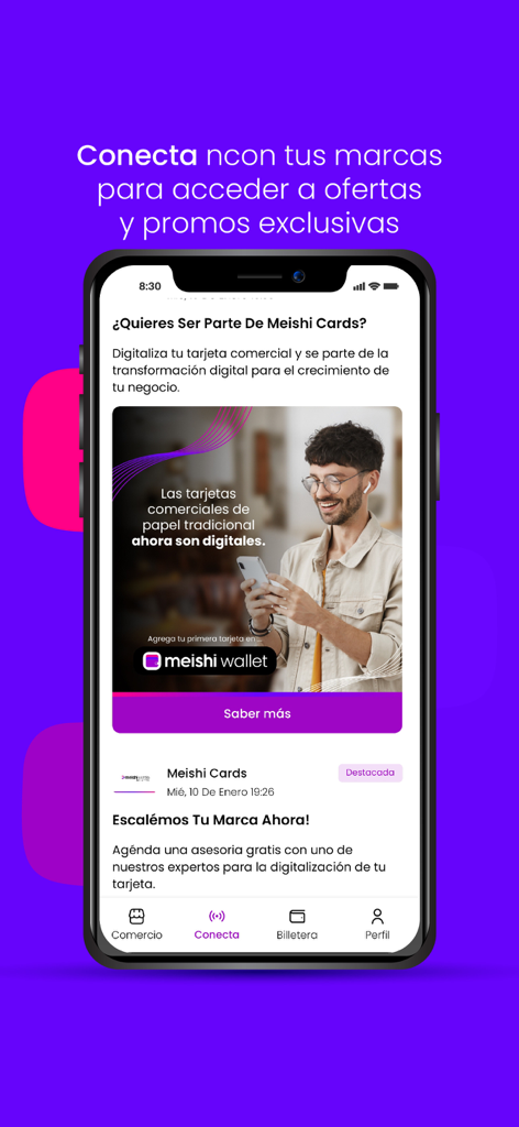 meishi wallet - Meishi Wallet app interface showing brand connections for exclusive digital rewards and offers
