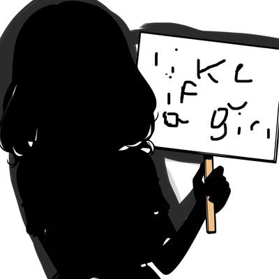 realistic pretty girl holding blank sign