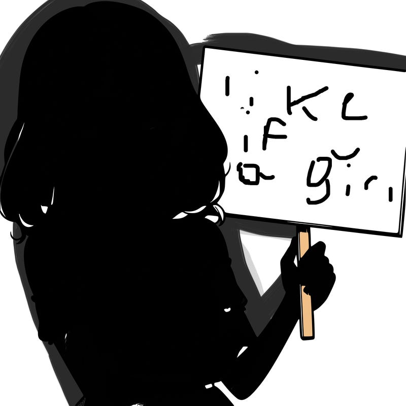 realistic pretty girl holding blank sign