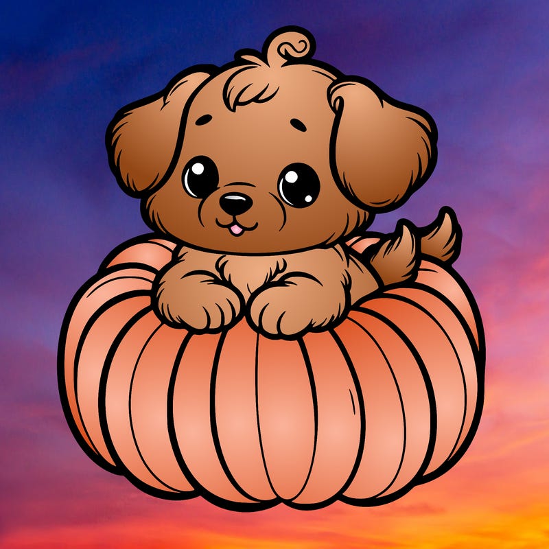 cute little puppy in a pumpkin