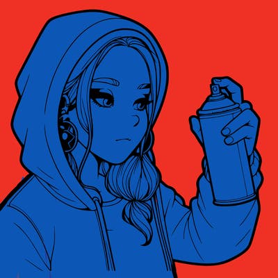 a realistic girl, spray painting