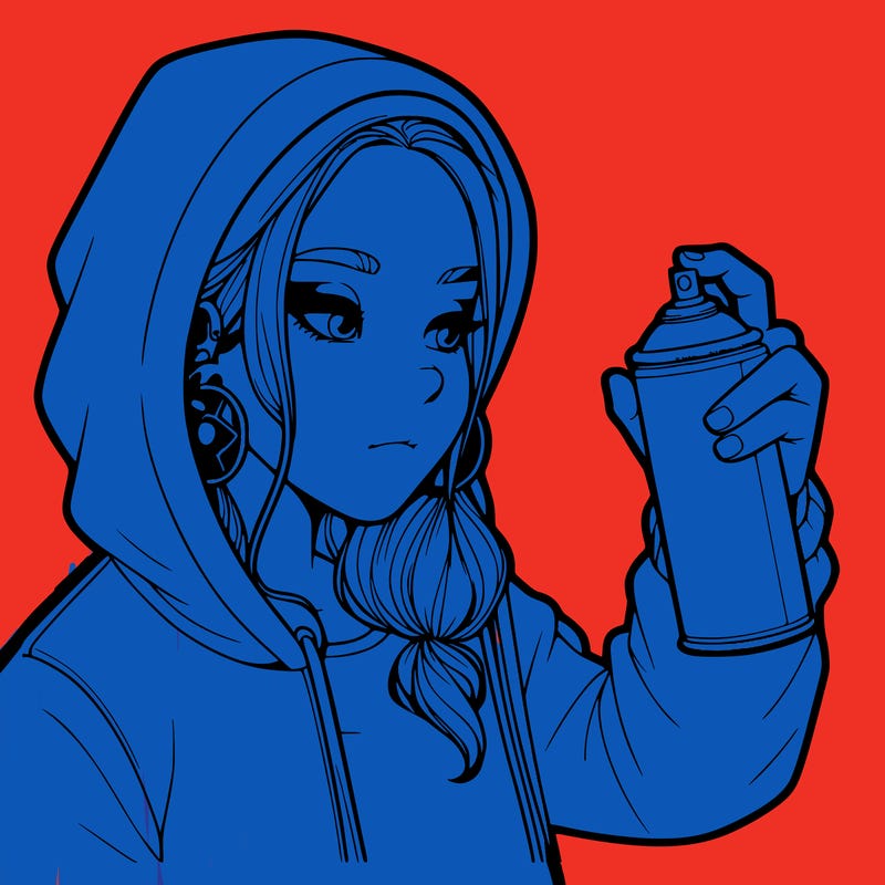 a realistic girl, spray painting