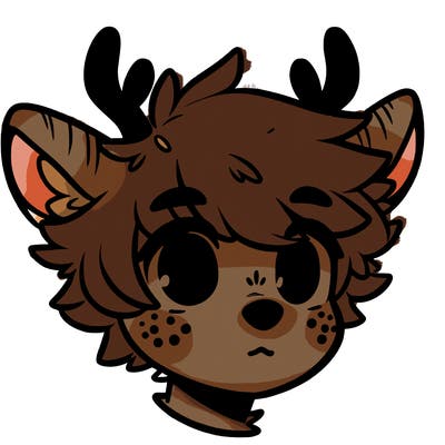 a humanoid deer with soft fluffy ears