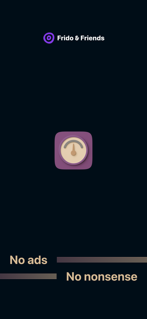 Tuner by Frido - Tuner by Frido app interface highlighting its minimalist no ads and no nonsense design