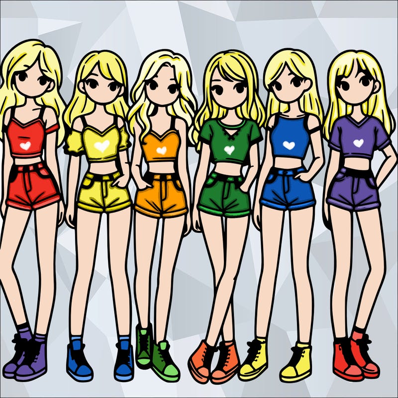 a group of girls wearing crop tops and shorts