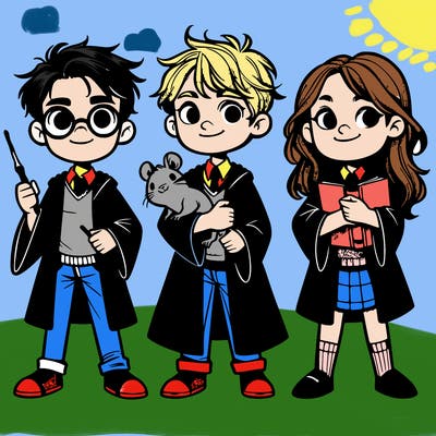 harry potter, hermione granger and ron weasley