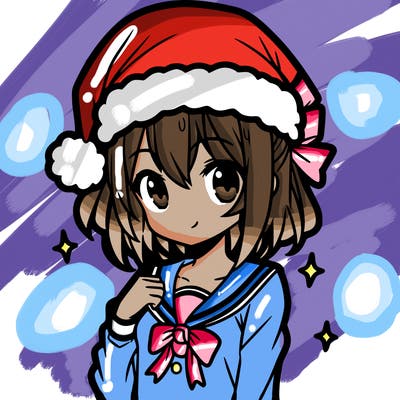 anime girl wearing a santa hat