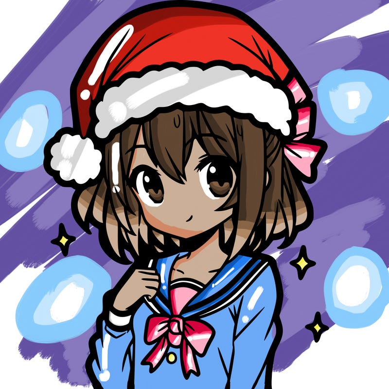 anime girl wearing a santa hat