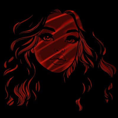 realistic girl with wavy hair and lips