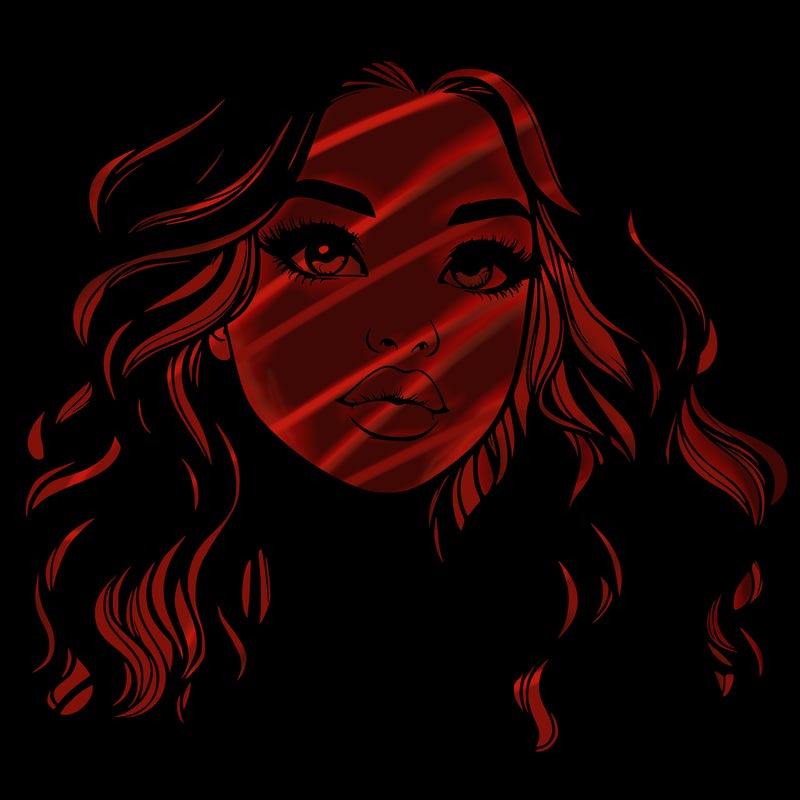 realistic girl with wavy hair and lips
