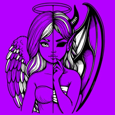 realistic angel half demon