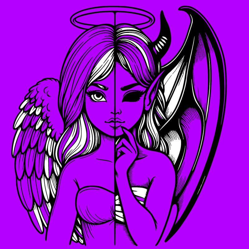 realistic angel half demon