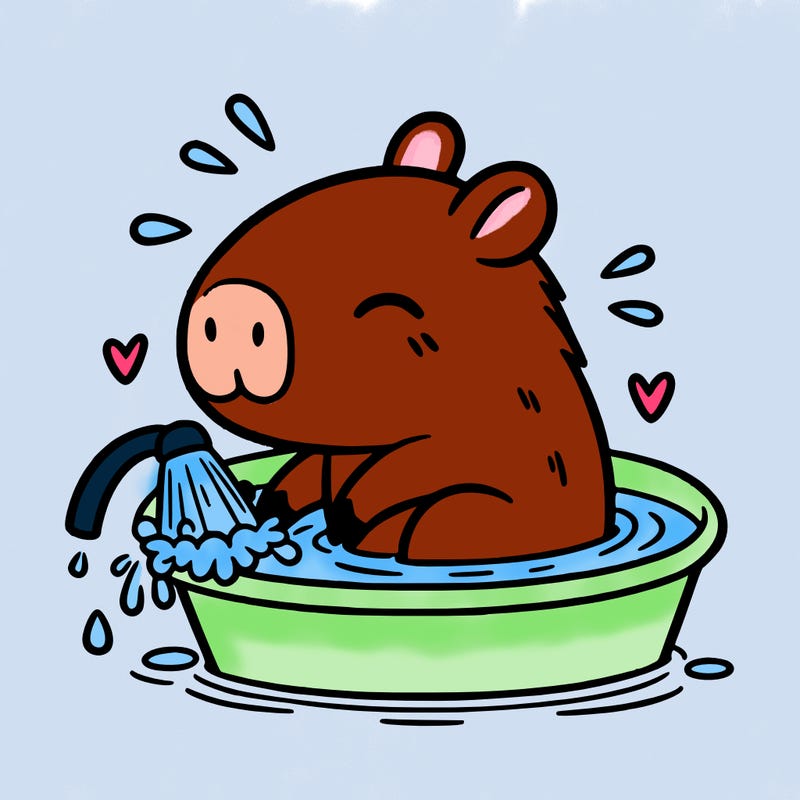 capybara taking a bath