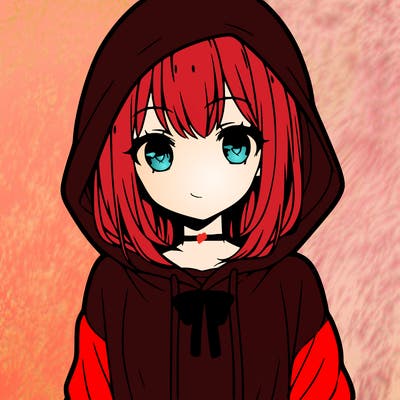 anime girl in a hoodie, long sleeved