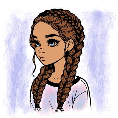 realistic girl with braids