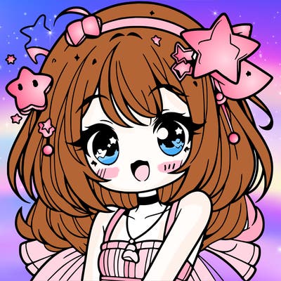 cute anime girl with star accessories
