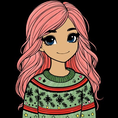 realistic girl with a christmas sweater