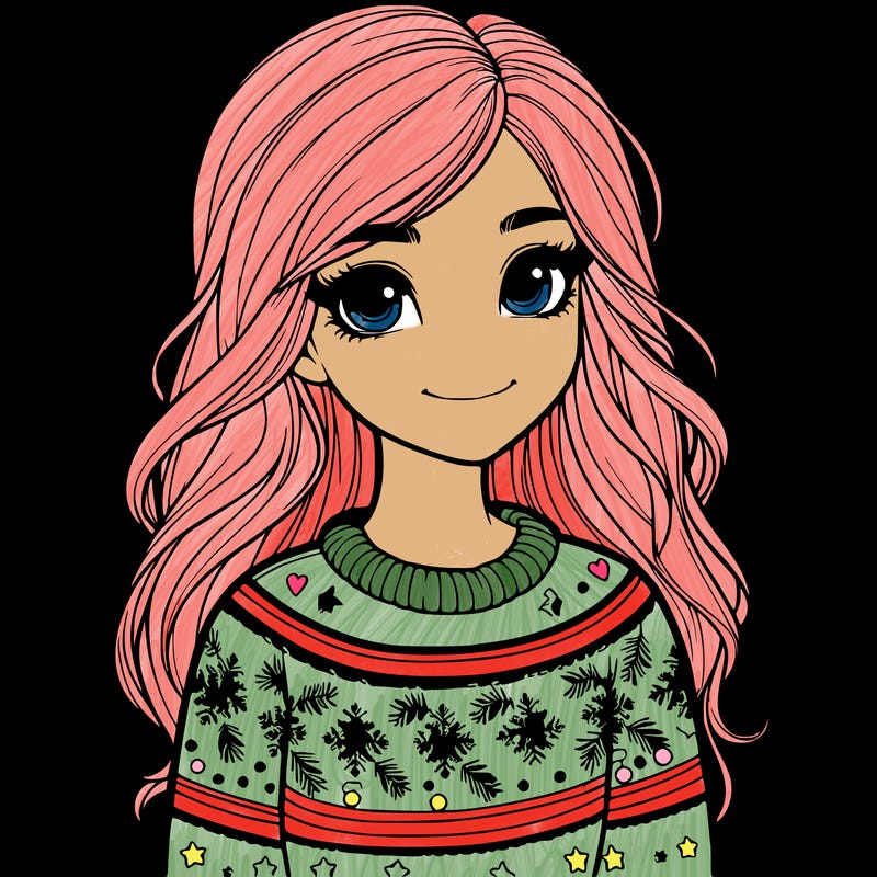 realistic girl with a christmas sweater