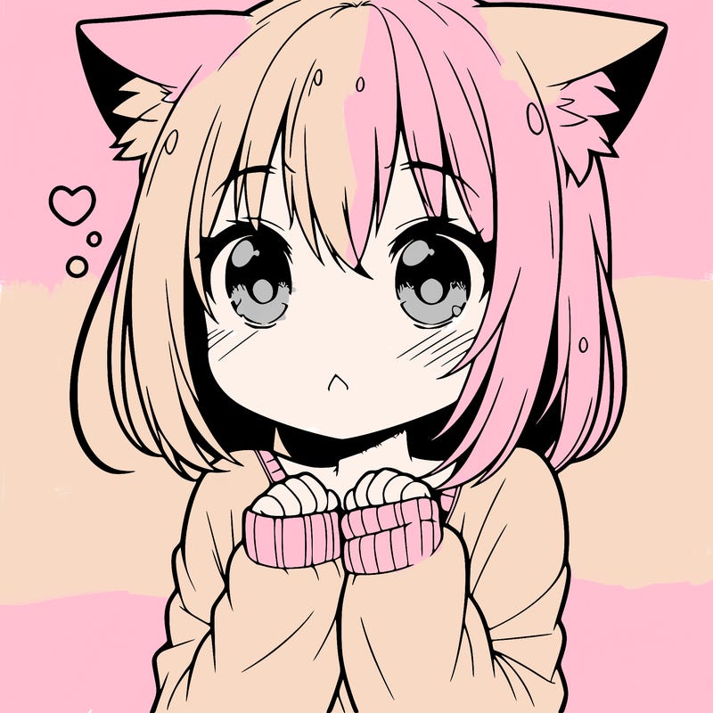 shy anime catgirl