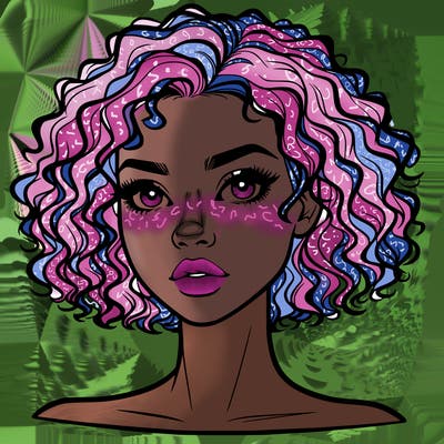 realistic woman with really short curly hair