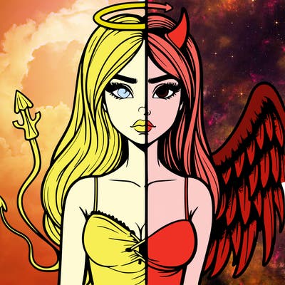 devil vs angel realistic girl