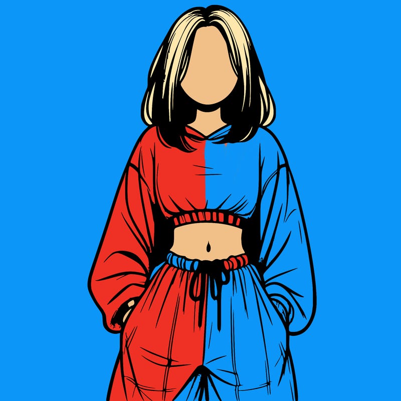 realistic girl faceless with baggy pants and a crop top