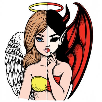 realistic angel half demon