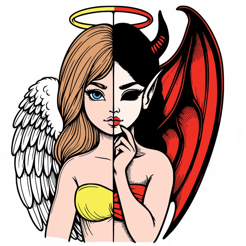 realistic angel half demon