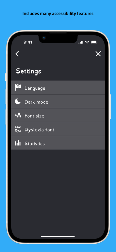 CheckID voor DigiD - Settings screen of the CheckID app showing accessibility features like dark mode, font size, and dyslexia font