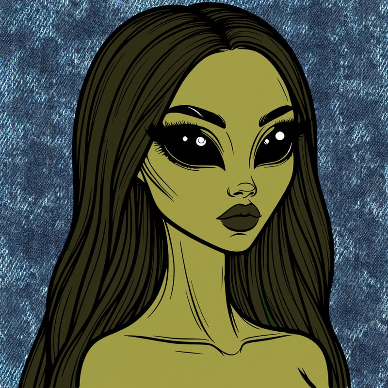 realistic beautiful mysterious alien woman
