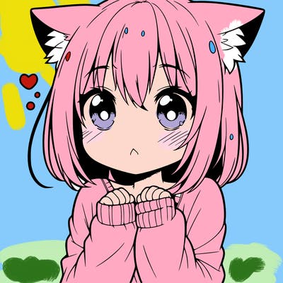 shy anime catgirl