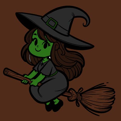 witch flying on a broom