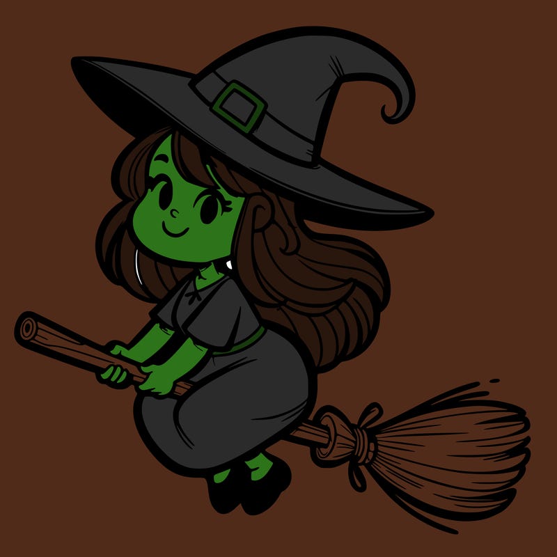 witch flying on a broom