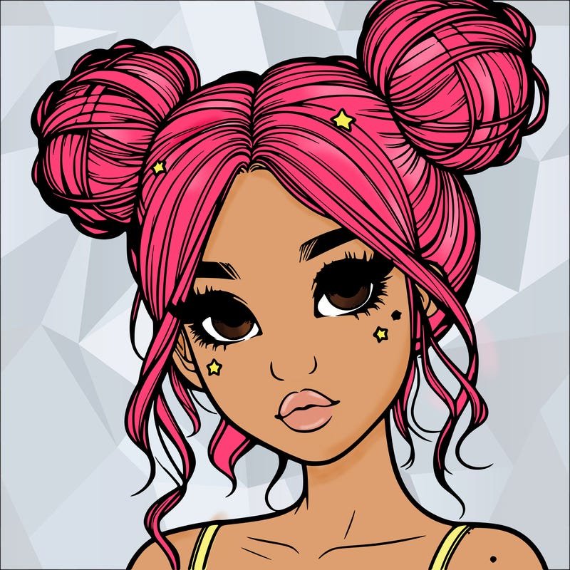 realistic girl with space buns