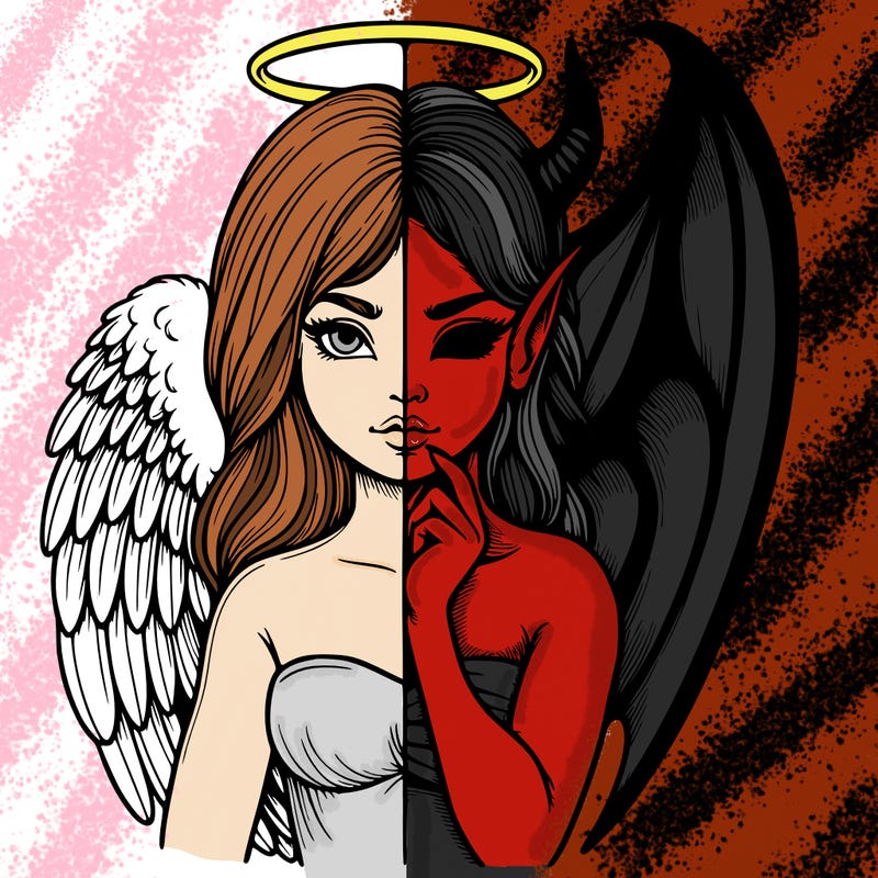 realistic angel half demon