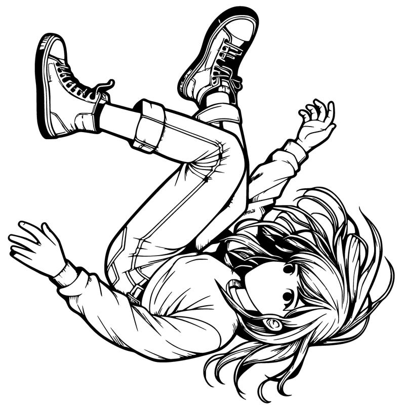 realistic girl falling