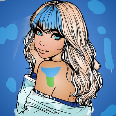 realistic girl with bangs looking over her shoulder