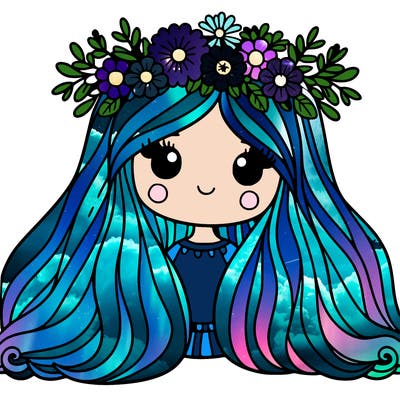 girl with really long hair and a flower crown