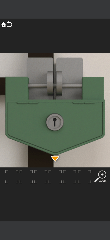 A close up view of a green locked compartment with a central keyhole in a puzzle game