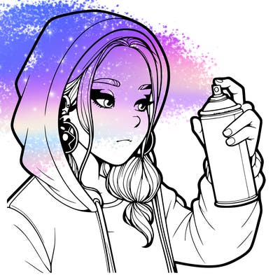 a realistic girl, spray painting