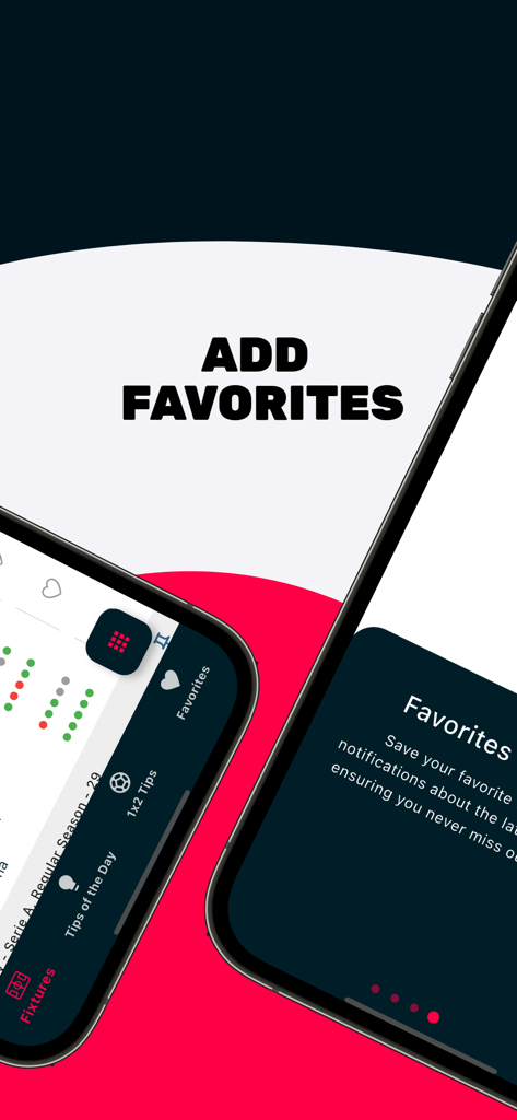 Expert Football Tips - Oberfläche der Expert Football Tips App, die die Funktion zum Hinzufügen von Favoriten für Fußballvorhersagen zeigt
