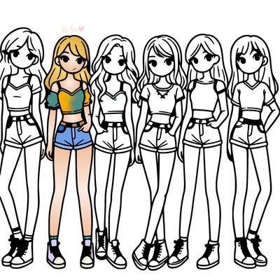 a group of girls wearing crop tops and shorts